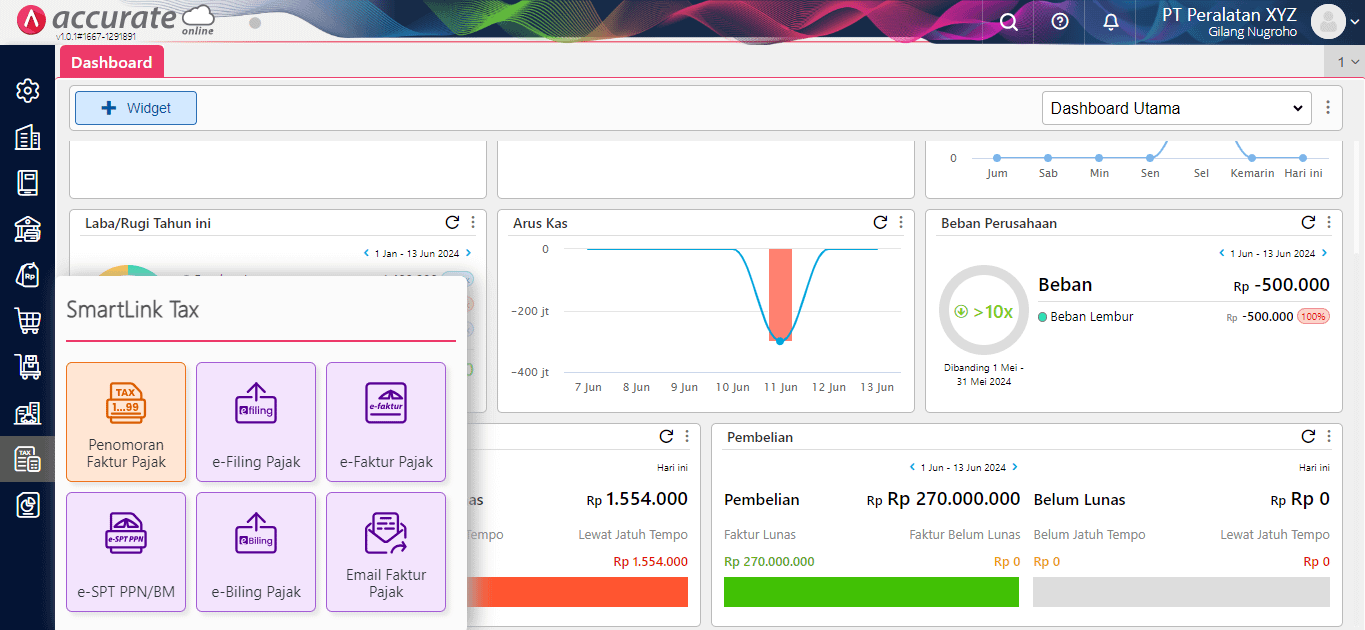 Tampilan Tab Pajak Accurate online